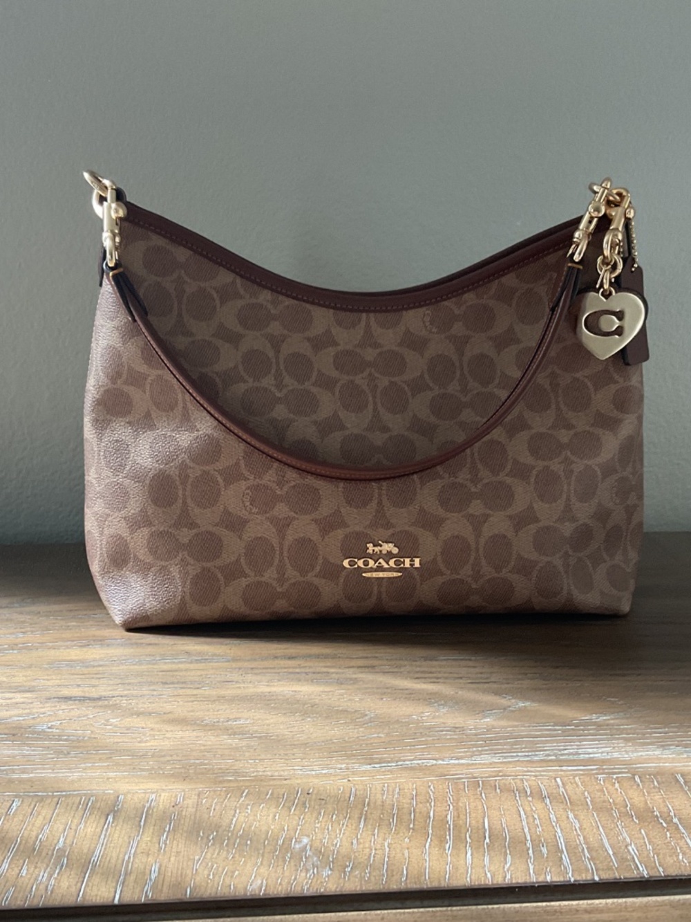 Coach Laurel Shoulder Bag-Signature Canvas with Bag Charm - Picture 7 of 15